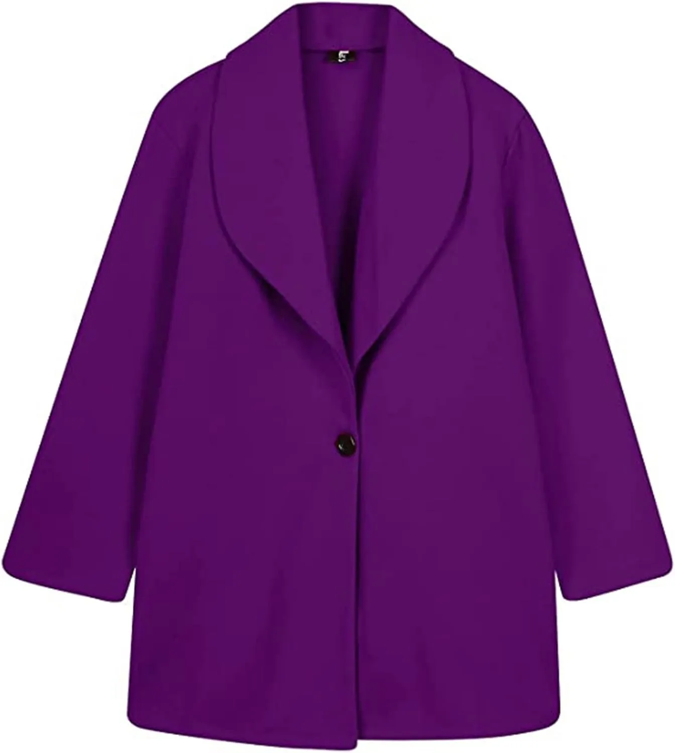 2023 Women's Winter Trench Coat Elegant Long Sleeve Pea Coat Lapel Open Front Mid-Length Jacket Cardigan Overcoat
