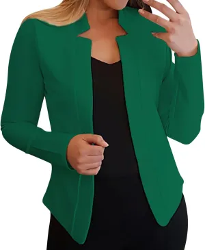 2024 Classic Casual Solid Blazers for Womens Open Front Long Sleeve Pockets Cardigans Loose Fitted Comfort Jackets