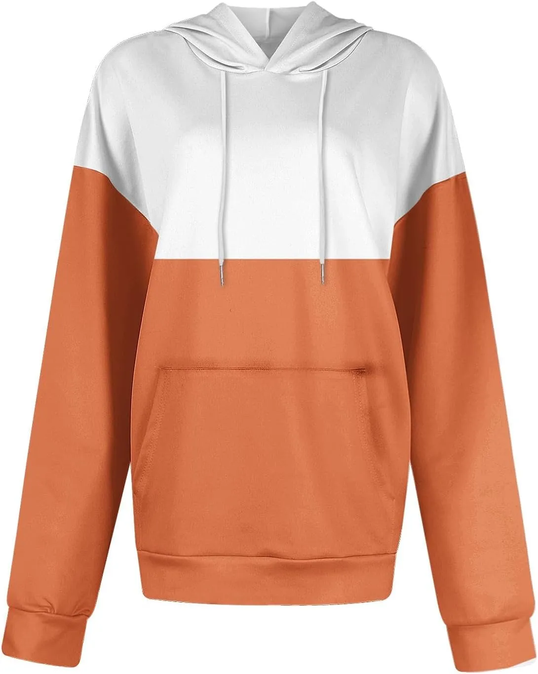 2024 Fall Hoodies for Women Drawstring Colorblock Long Sleeves Hooded Clothes Fashion Loose Fit Cozy Tops With Pocket