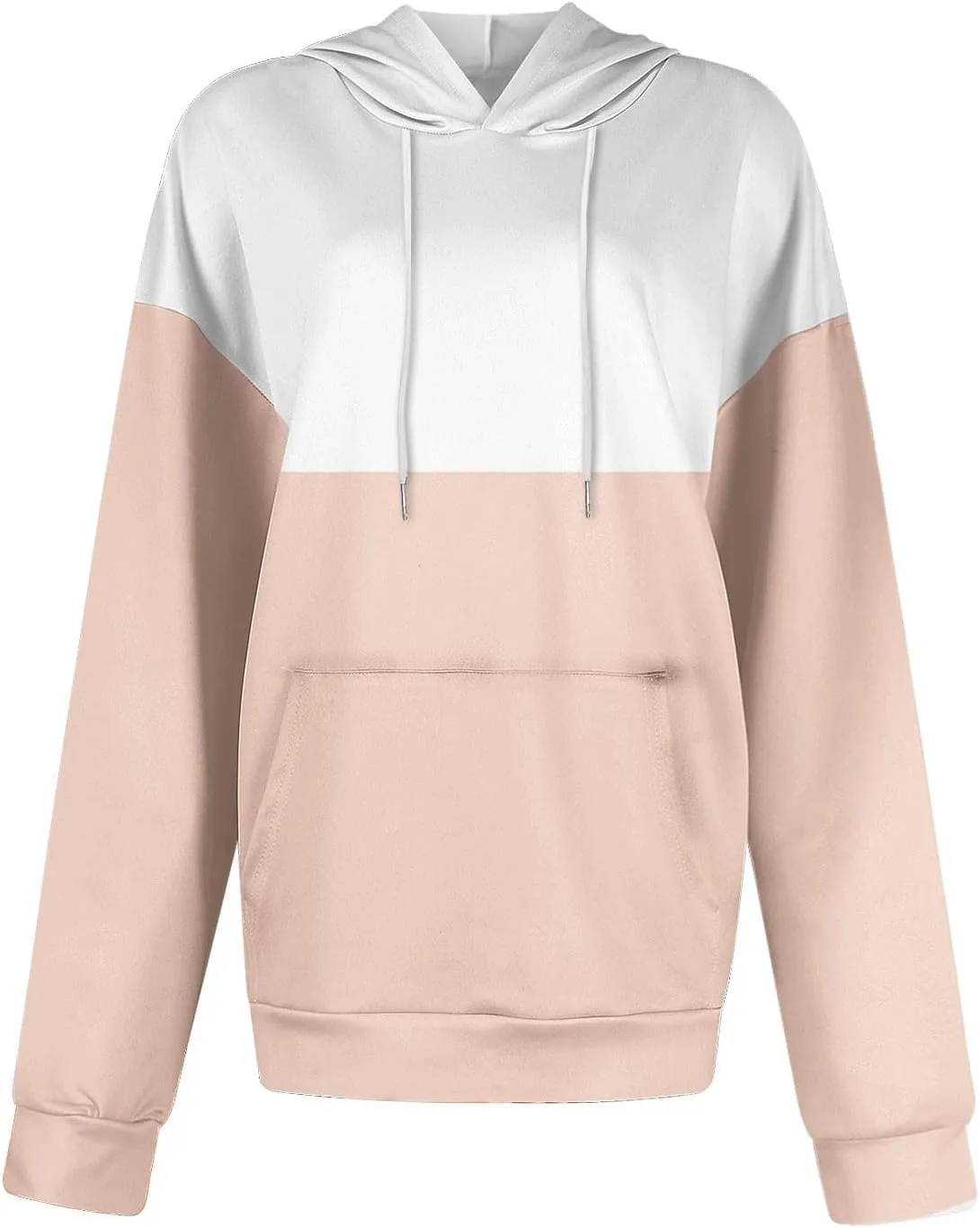 2024 Fall Hoodies for Women Drawstring Colorblock Long Sleeves Hooded Clothes Fashion Loose Fit Cozy Tops With Pocket