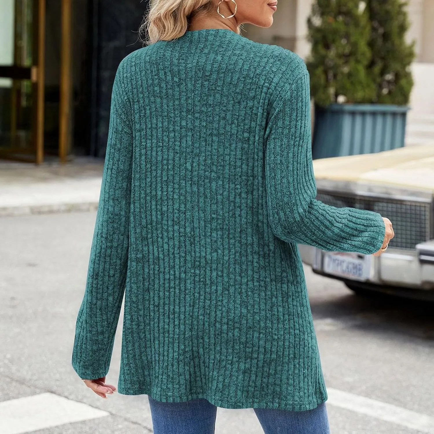 2024 Long Cardigan Sweaters For Women Trendy Chunky Cable Knit Open Front Cardigans Light Weight Cotton Fall Outfits