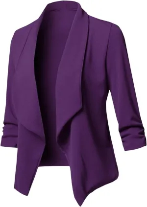 3/4 Sleeve Blazer for Women Business Casual Open Front Cardigan Lightweight Cropped Jacket Work Office Blazers