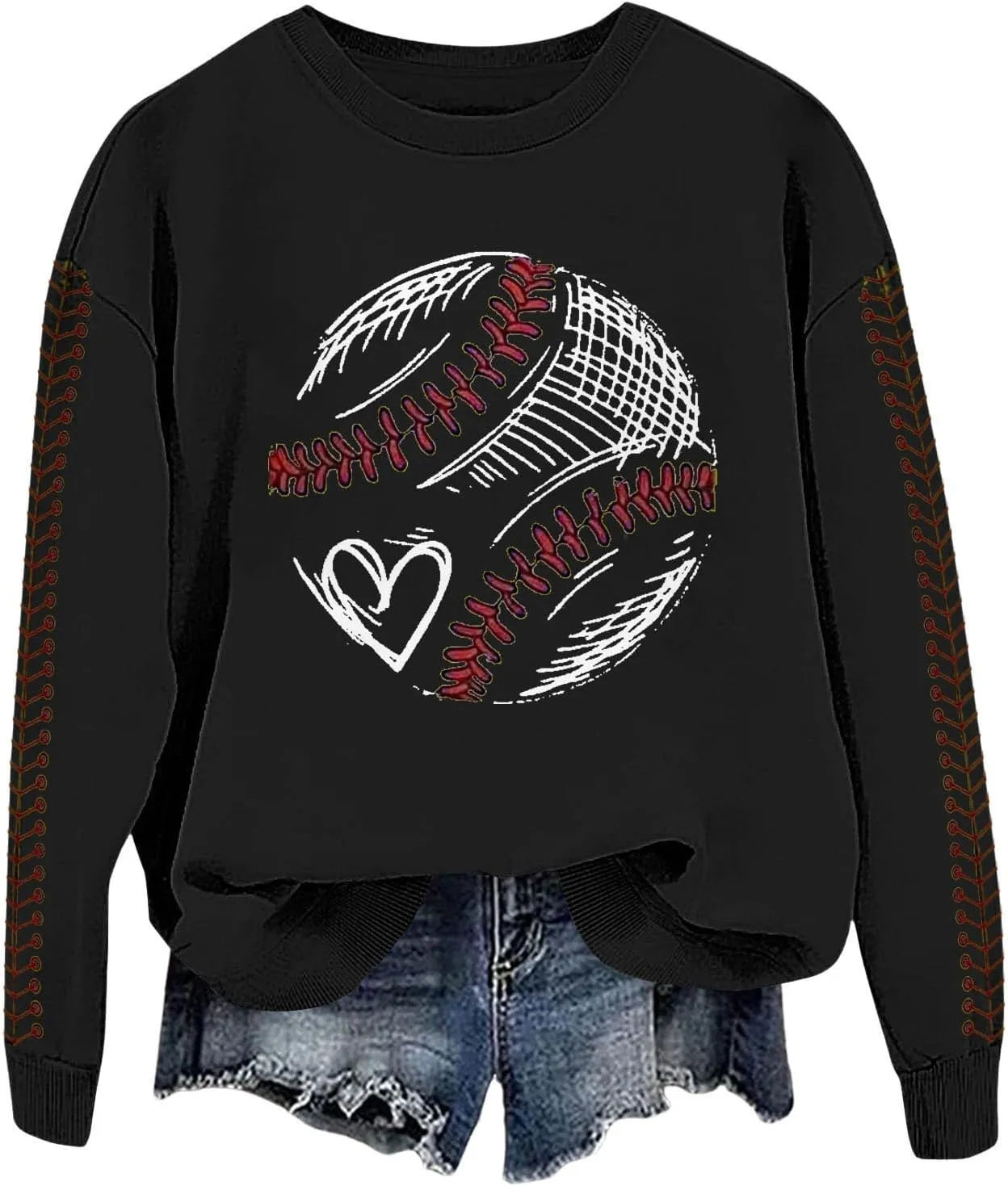 Baseball Sweatshirt for Womens 2025 Long Sleeve Comfy Baseball Shirts Softball Crewneck Blouses Fall Workout Tops