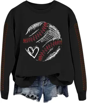 Baseball Sweatshirt for Womens 2025 Long Sleeve Comfy Baseball Shirts Softball Crewneck Blouses Fall Workout Tops