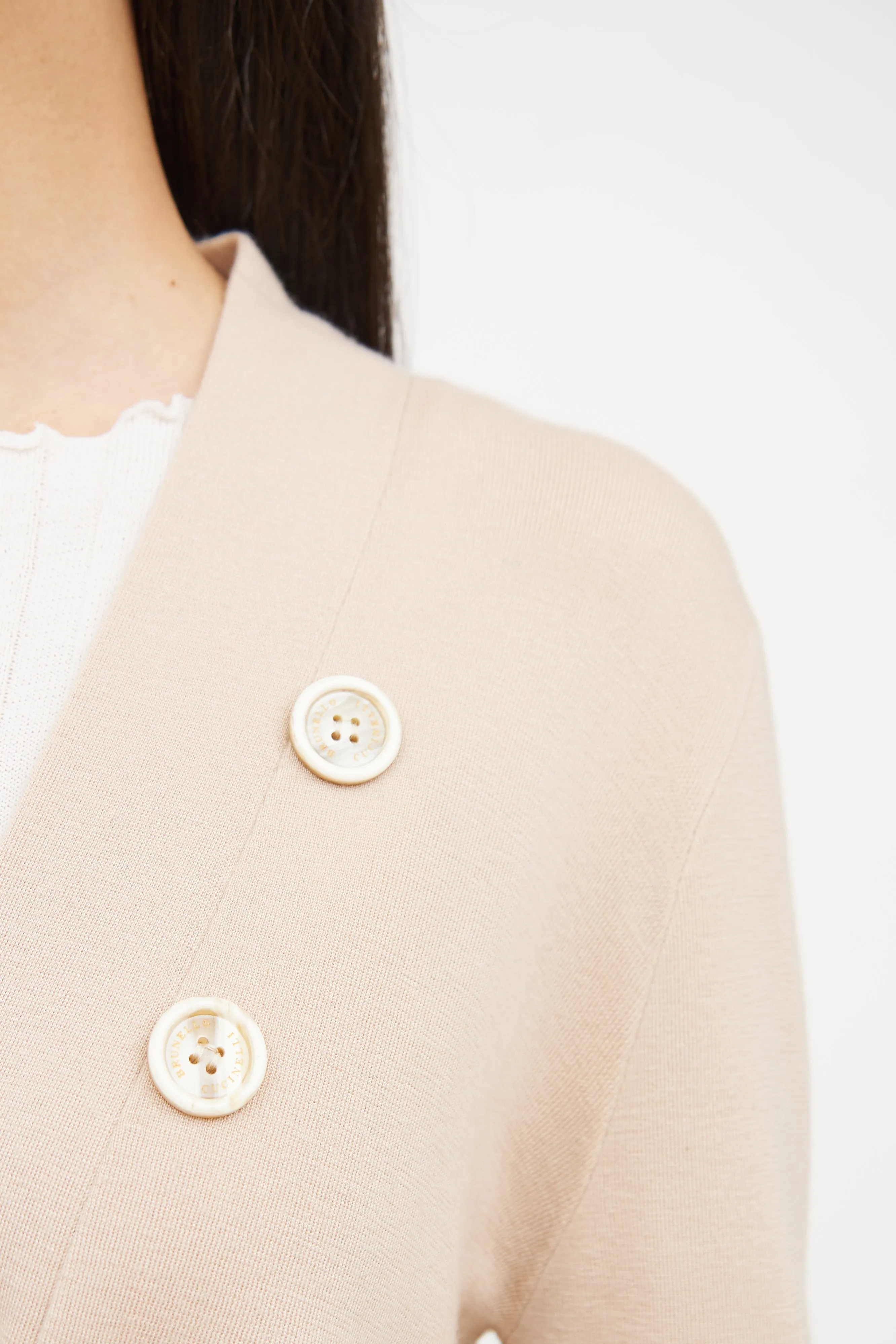 Beige Asymmetrical Button Cardigan