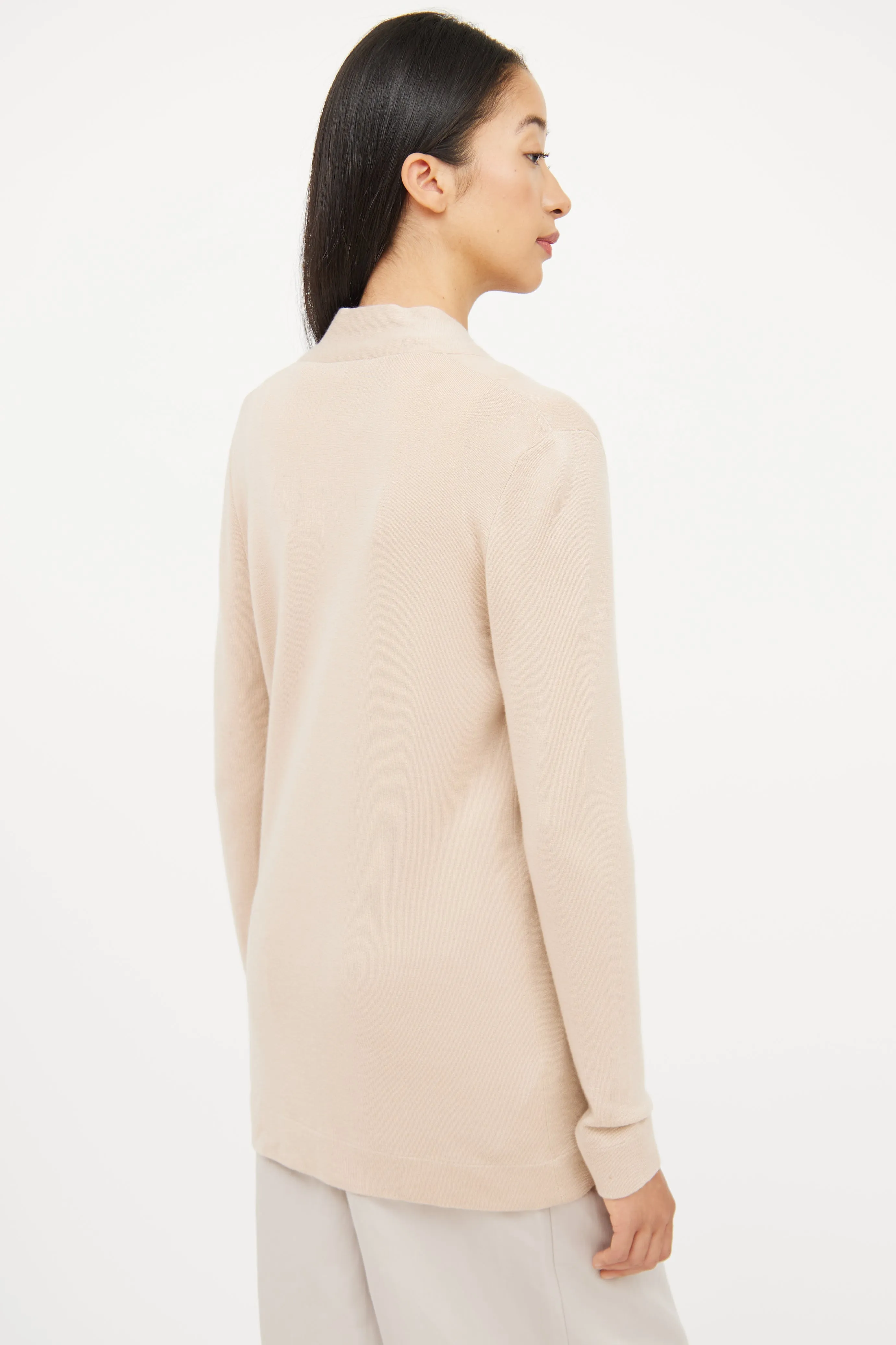 Beige Asymmetrical Button Cardigan