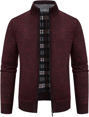 BIFUTON Mens Cardigan Sweater, Mens Casual Zip Up Cardingan Sweater Stand Collar Slim Fit Soft Knitted Sweater Fashion Jacket