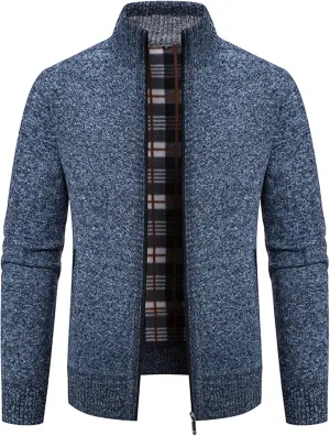 BIFUTON Mens Cardigan Sweater, Mens Casual Zip Up Cardingan Sweater Stand Collar Slim Fit Soft Knitted Sweater Fashion Jacket