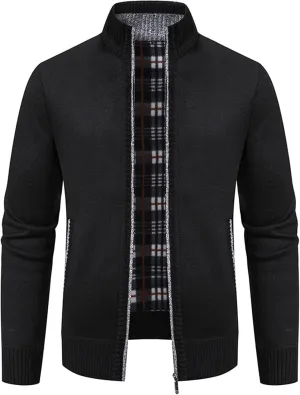 BIFUTON Mens Cardigan Sweater, Mens Casual Zip Up Cardingan Sweater Stand Collar Slim Fit Soft Knitted Sweater Fashion Jacket