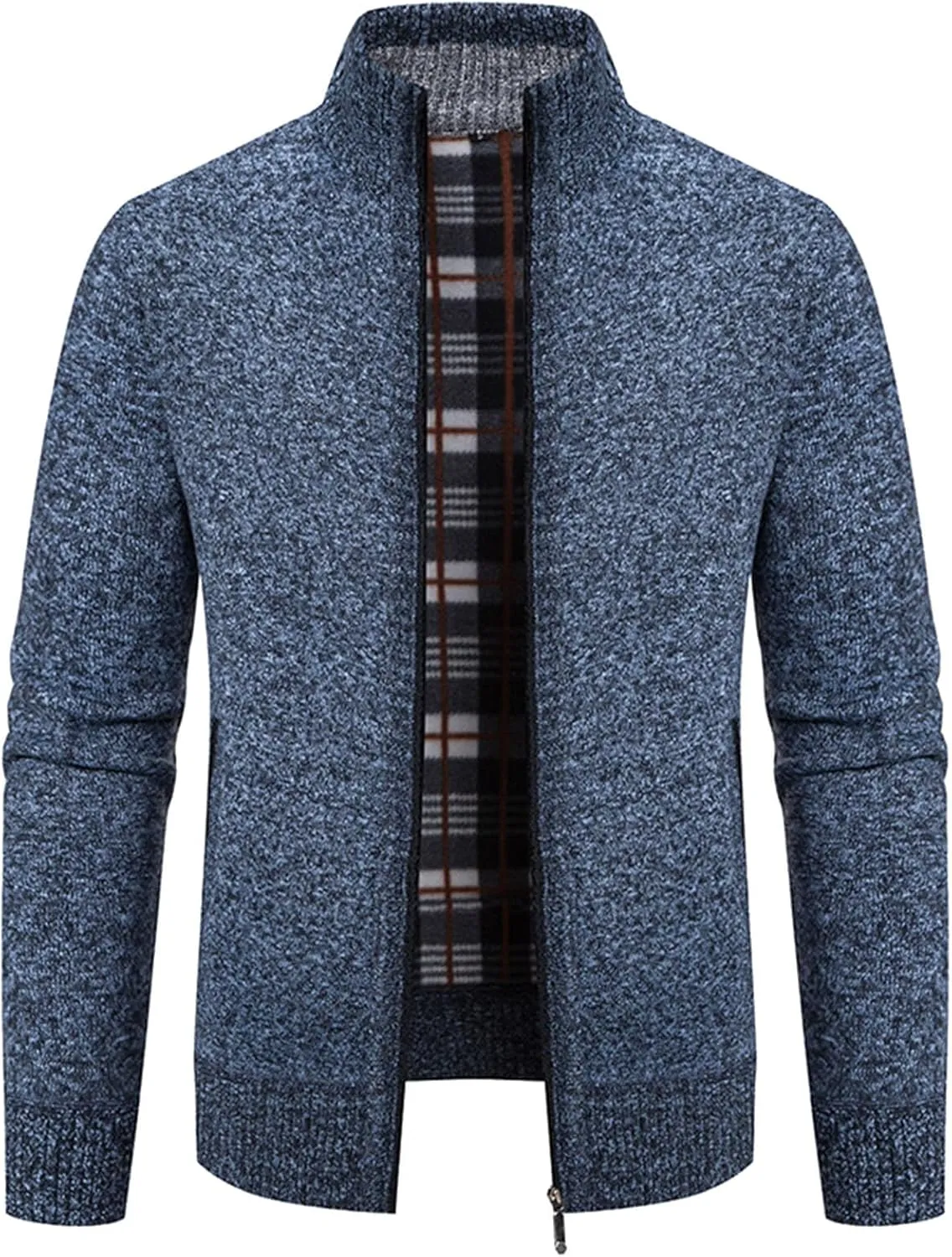 BIFUTON Mens Cardigan Sweater, Mens Casual Zip Up Cardingan Sweater Stand Collar Slim Fit Soft Knitted Sweater Fashion Jacket