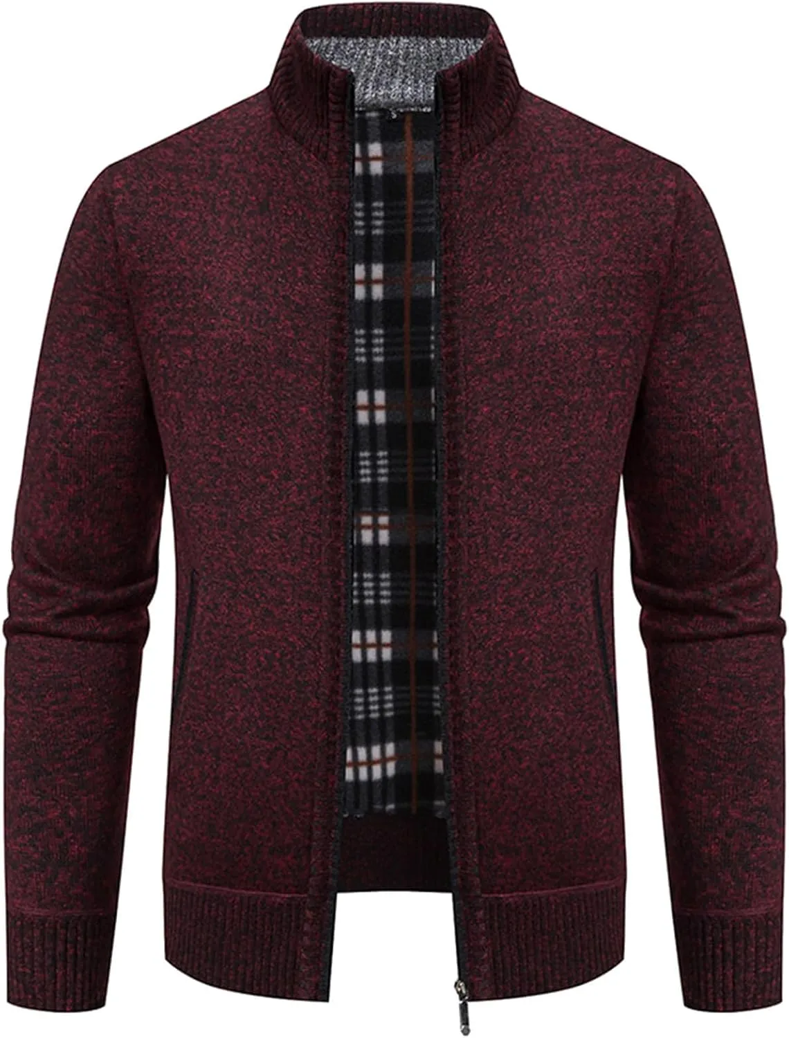 BIFUTON Mens Cardigan Sweater, Mens Casual Zip Up Cardingan Sweater Stand Collar Slim Fit Soft Knitted Sweater Fashion Jacket