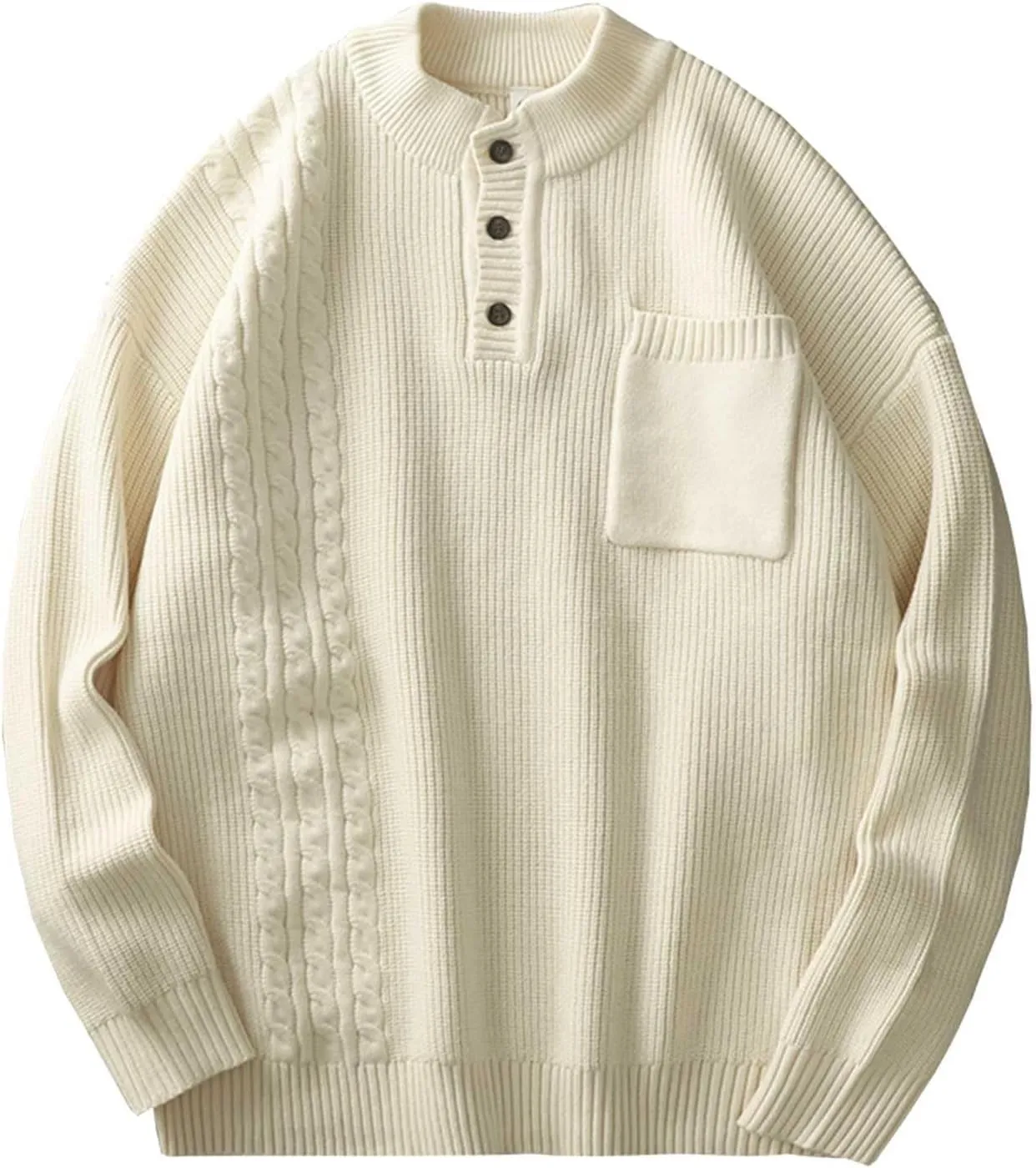 BIFUTON Sweaters for Men, Men's Crewneck Sweater Soft Casual Sweaters for Men Solid Color Classic Pullover Fleece Sweatshirts