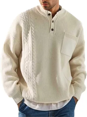 BIFUTON Sweaters for Men, Men's Crewneck Sweater Soft Casual Sweaters for Men Solid Color Classic Pullover Fleece Sweatshirts