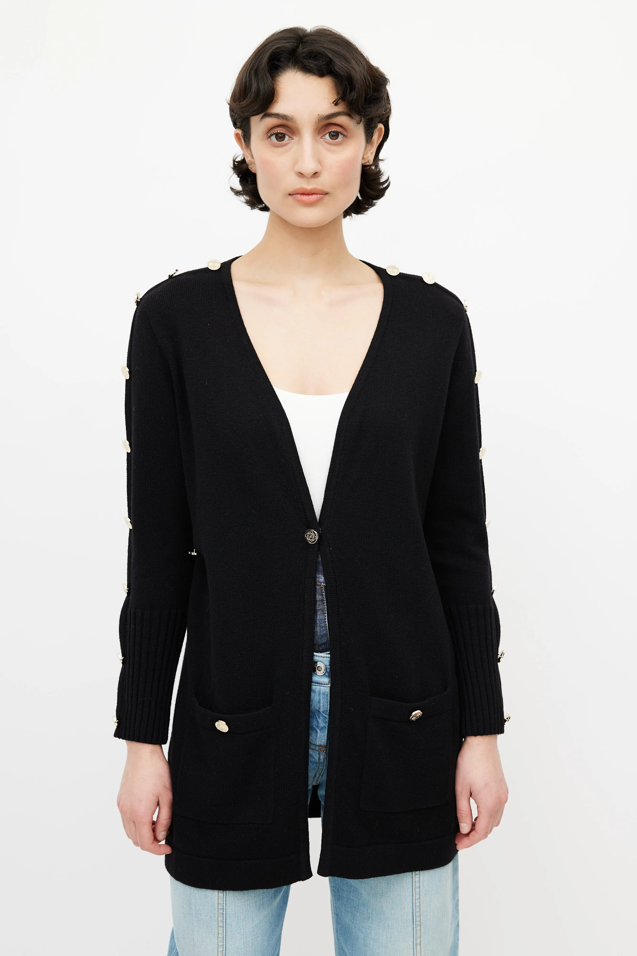 Black & Gold Button Cardigan