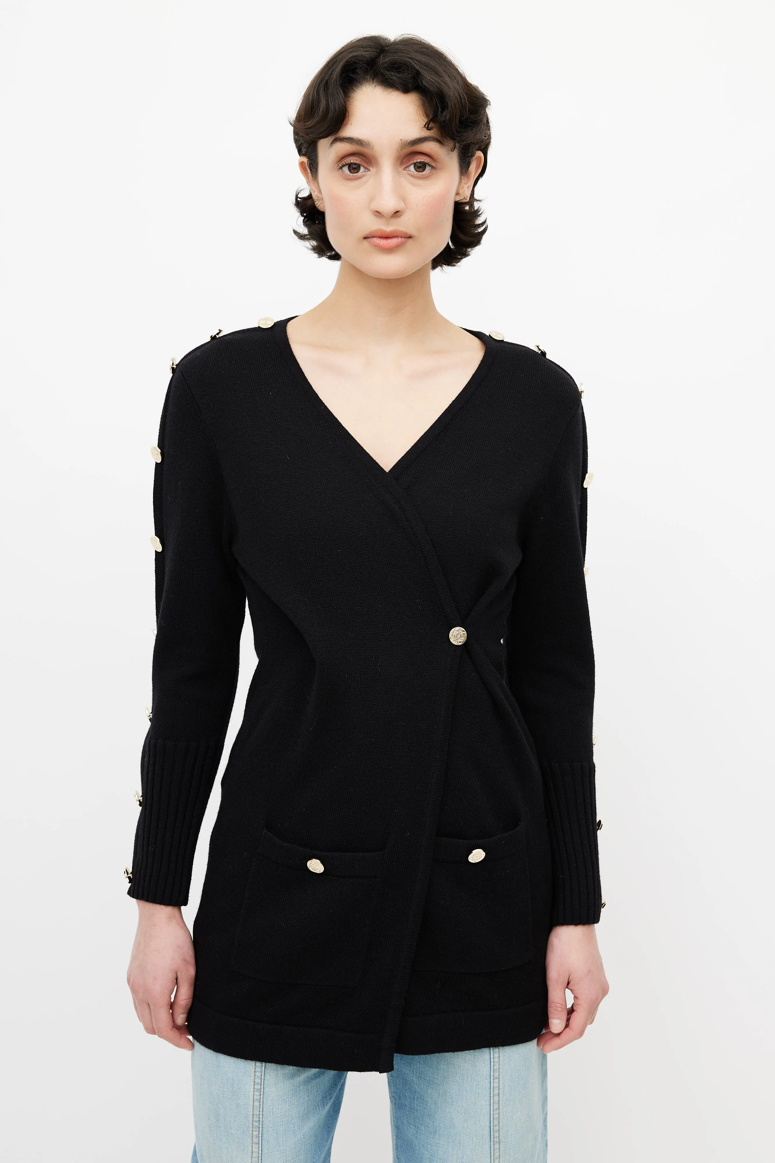 Black & Gold Button Cardigan