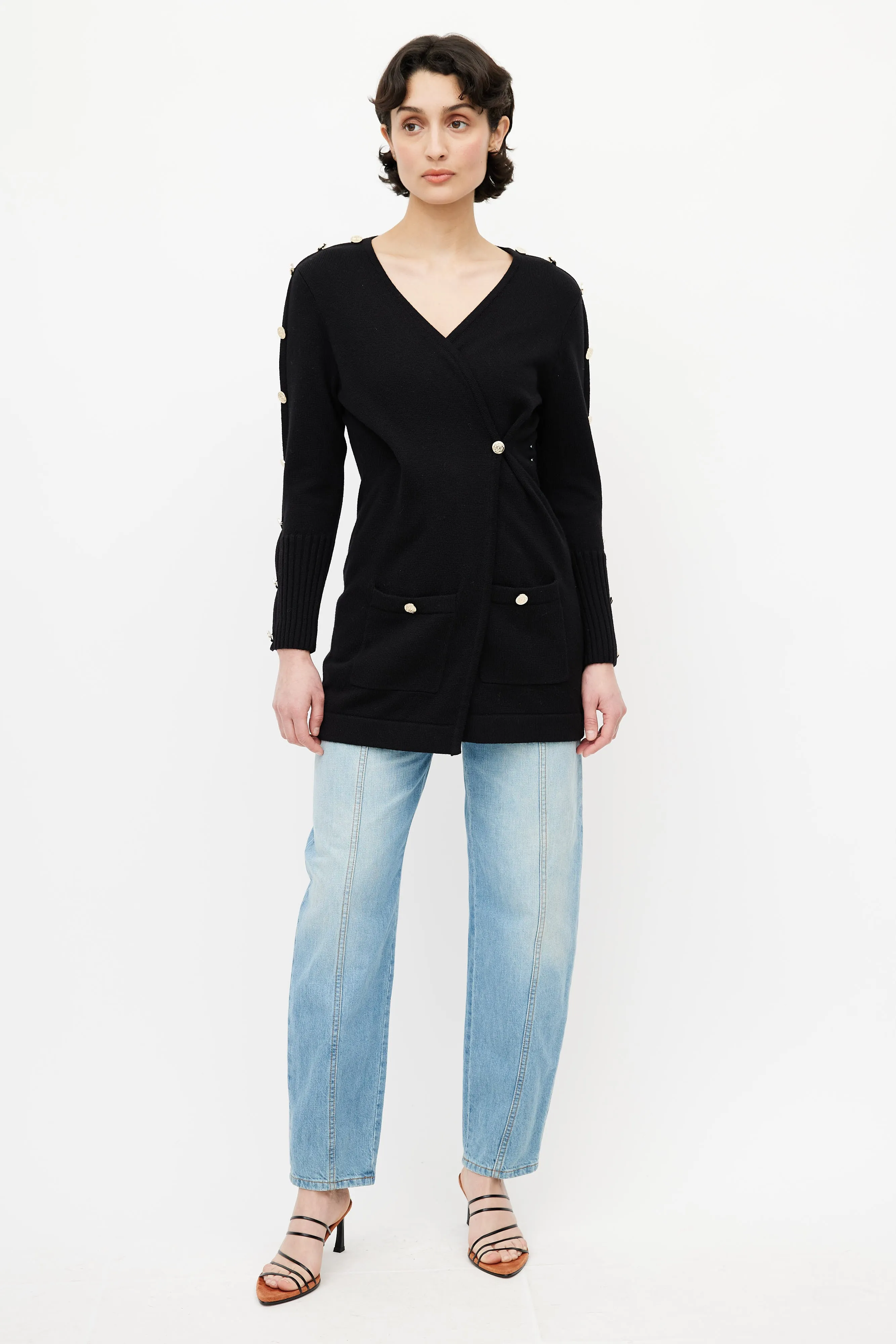 Black & Gold Button Cardigan