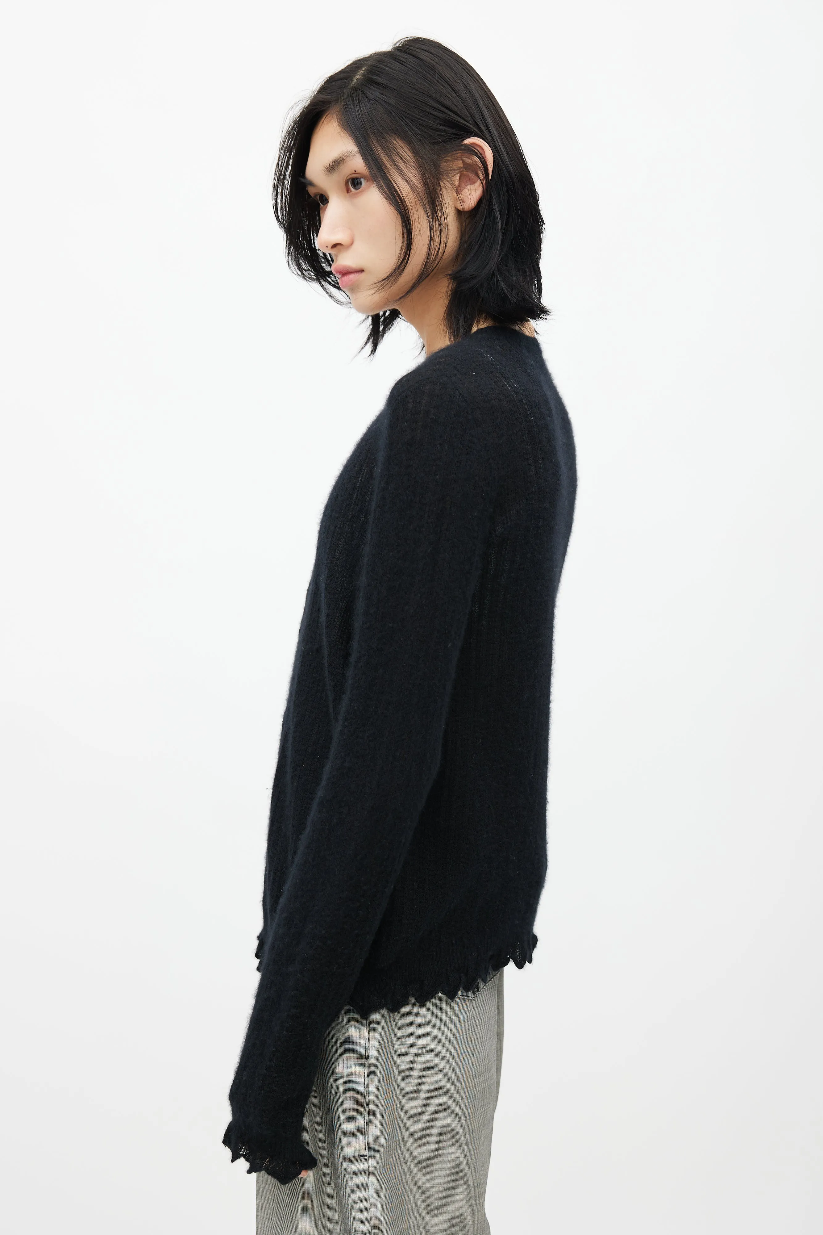 Black Cashmere Button Cardigan