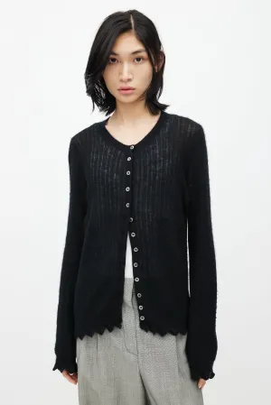 Black Cashmere Button Cardigan