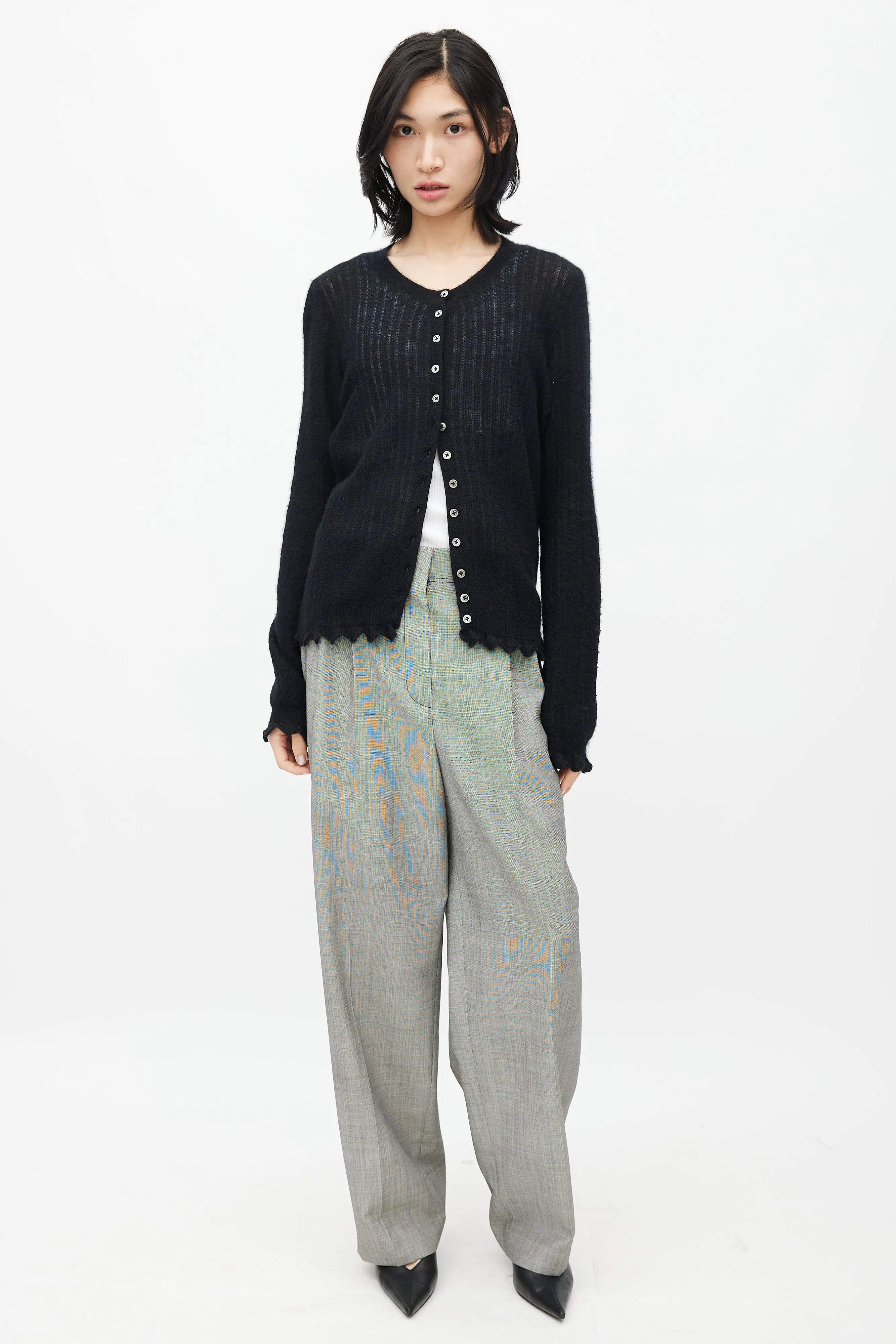 Black Cashmere Button Cardigan