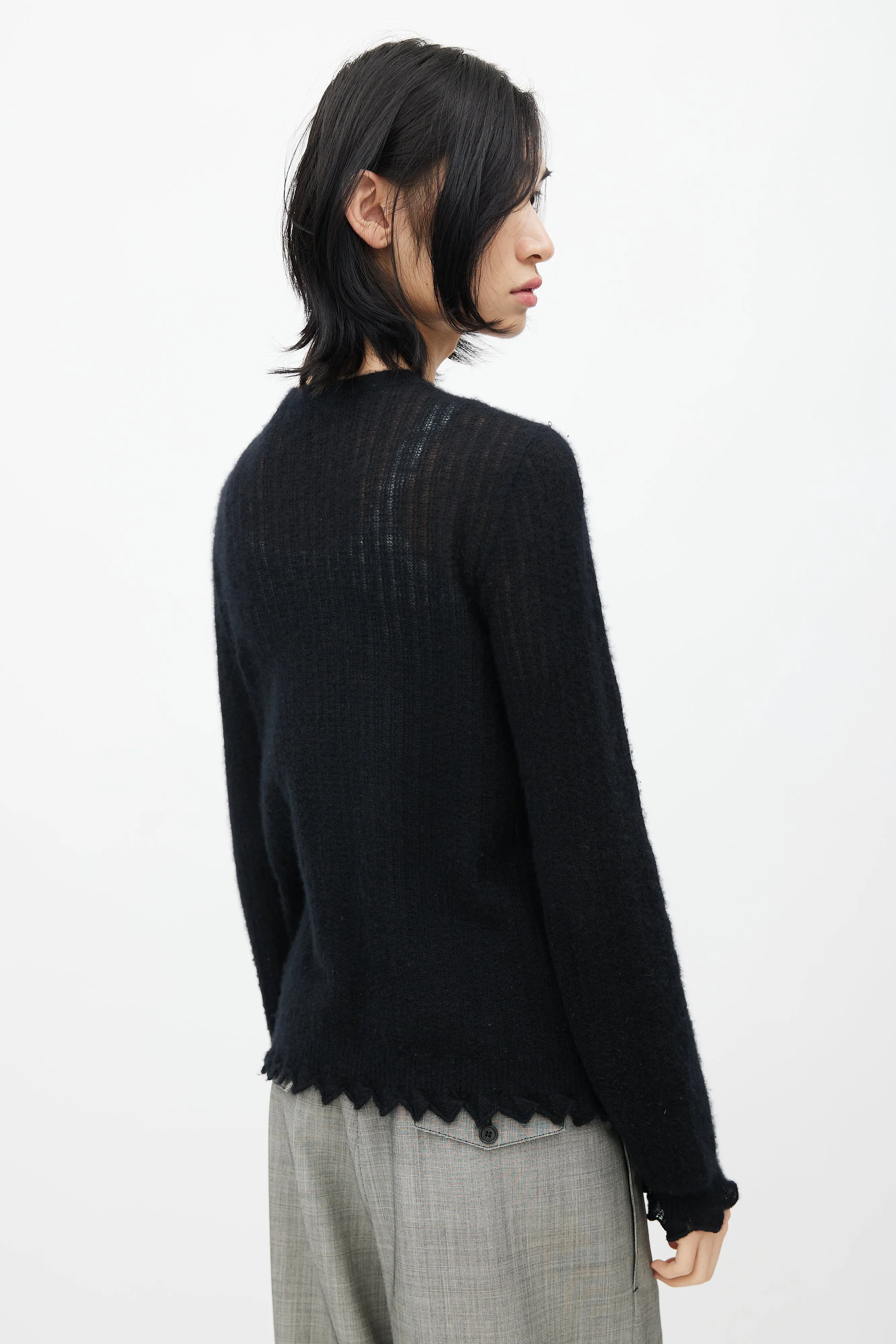 Black Cashmere Button Cardigan