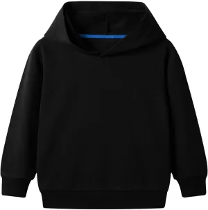 Black Hoodie For Kids Baby Girls Boys Long Sleeve Solid Hooded Sweatshirt Unisex Cute Cotton Crewneck Soft Cloths