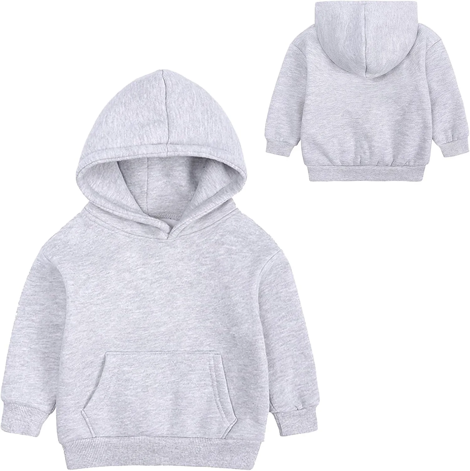Boys and Toddlers' Fleece Pullover Casual Pocket Solid Hoodie Sweatshirts Infant Kids Girls Sport Long Sleeve Tops