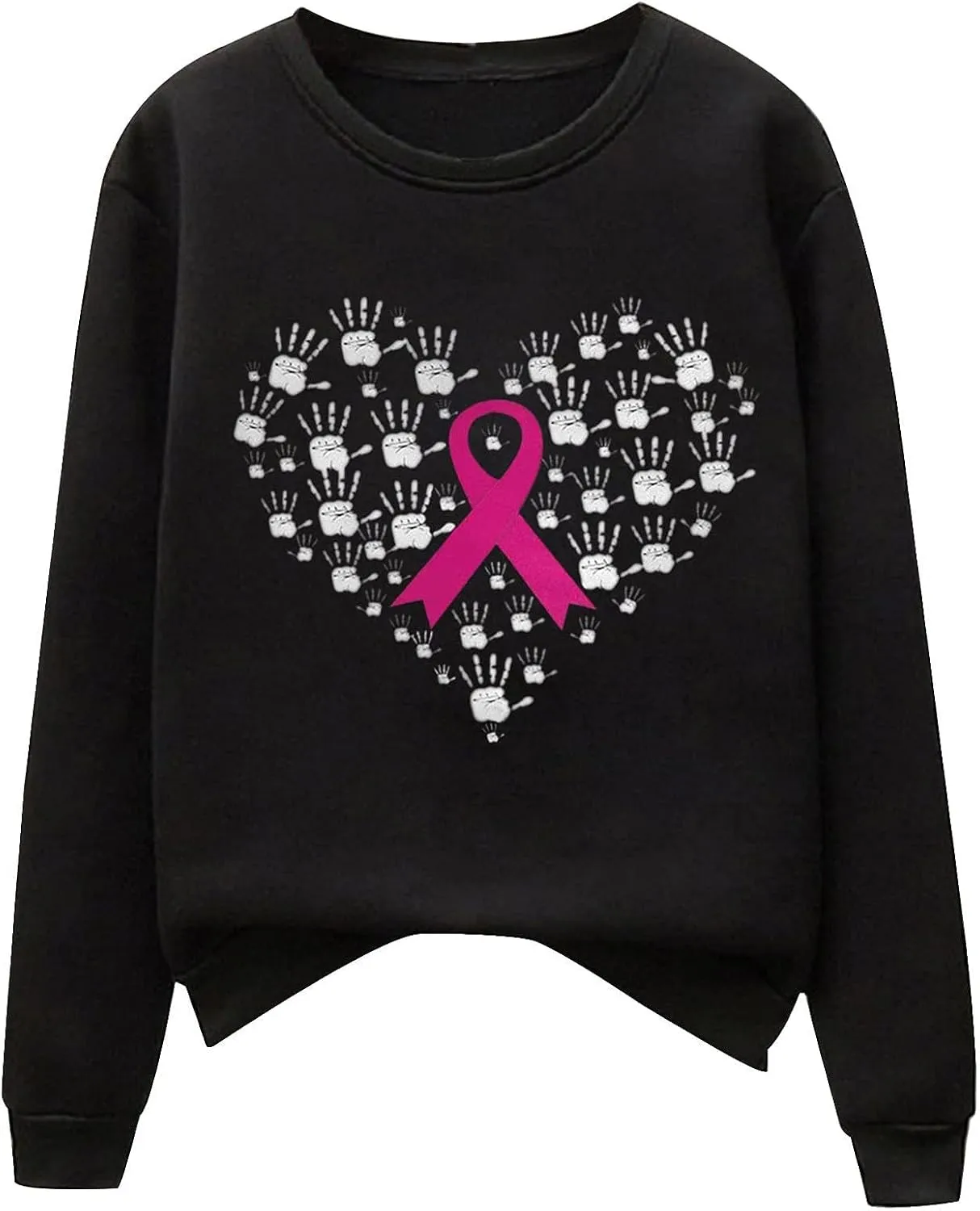 Breast Cancer Awareness Sweatshirt for Women Pink Ribbon Crewneck Long Sleeve Loose Tops Fall Trendy Pullover Clothes
