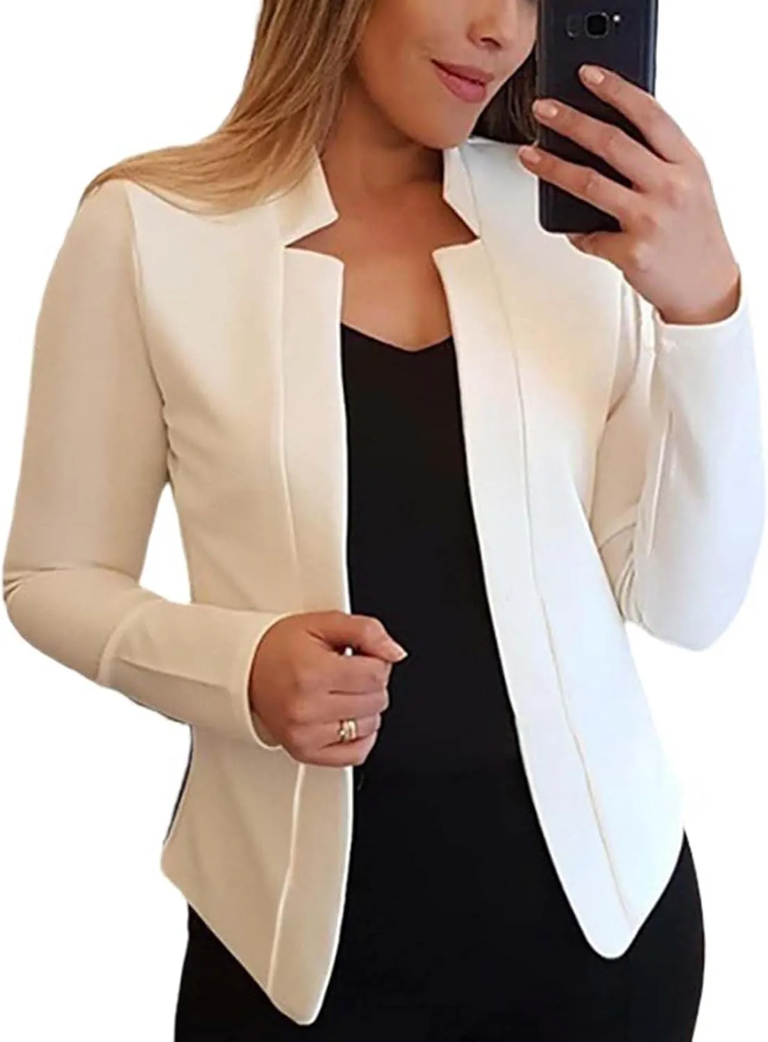 Business Blazers for Women Casual 2024 Fall Long Sleeve Blazer Solid Color Open Front Work Office Jacket