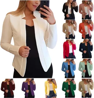 Business Blazers for Women Casual 2024 Fall Long Sleeve Blazer Solid Color Open Front Work Office Jacket