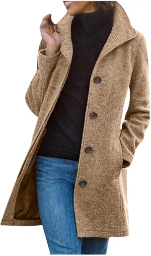 BZGTZT Winter Coats For Women 2022 Fashion Mid-Length Stand Collar Trench Coat Wool Blend Pea Coats Business Jacket Outwear