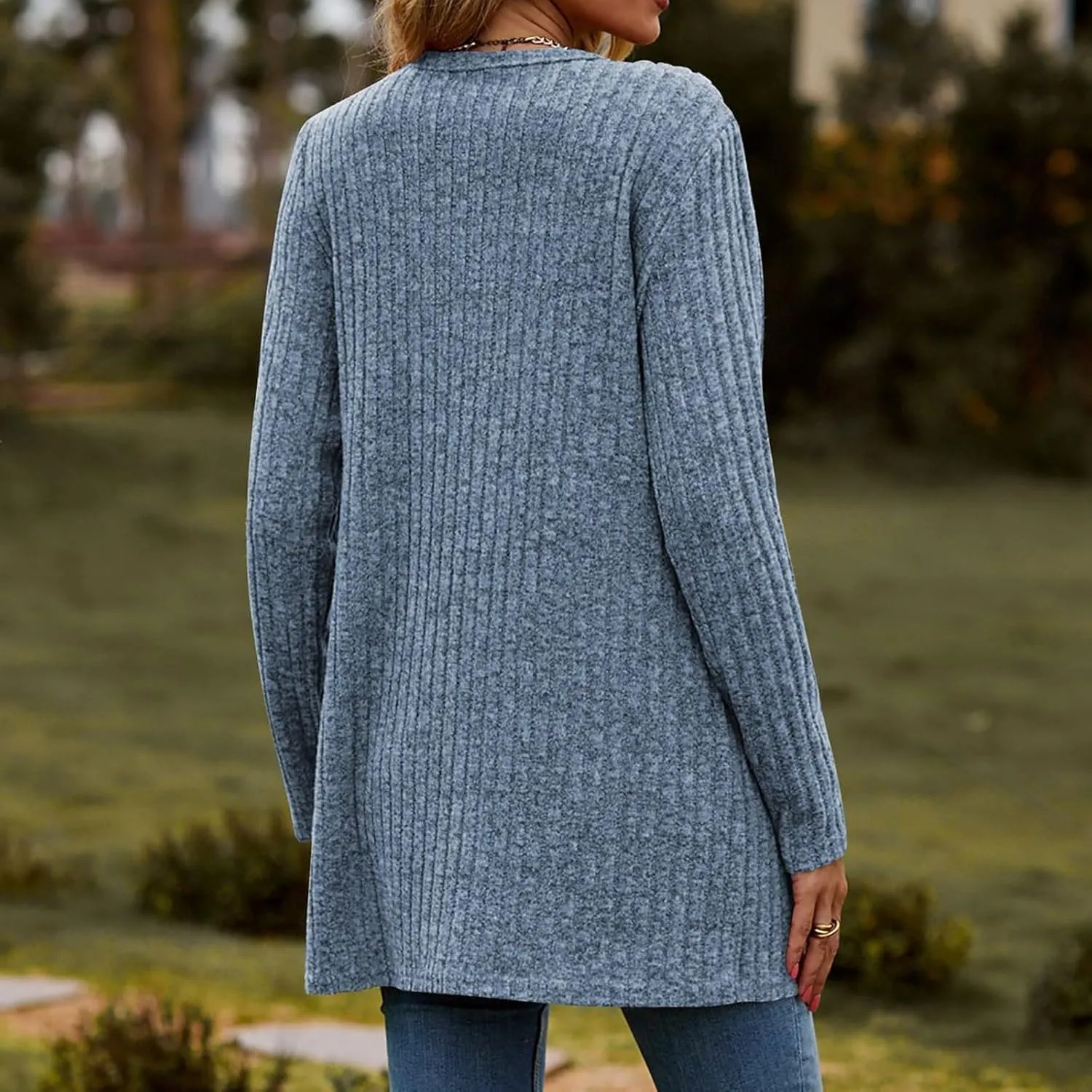 Cardigan for Women Long Sleeve Open Front Button Solid Sweaters Chunky Knit Slouchy Dropped Casual Outerwear Tops with Pocket
