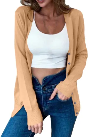 Cardigan Sweaters for Women Button Down Open Front Cardigans Long Sleeve Lightweight Knit Jacket Outwear Fall Outfits