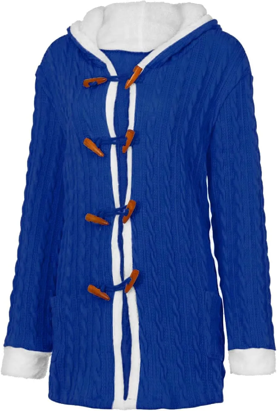 Cardigan Sweaters for Women Hooded Fleece Lined Button Down Front Jackets Winter Coat with Pockets