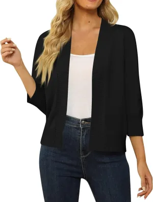 Cardigan Sweaters for Women Lightweight 3/4 Sleeve Cropped Cardigans Elegant Open Front Short Shrugs Fall Outfits