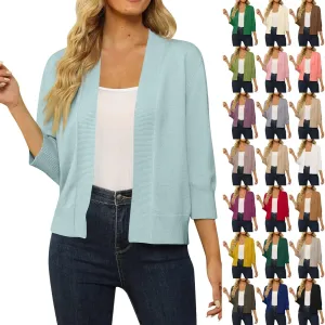 Cardigan Sweaters for Women Lightweight 3/4 Sleeve Cropped Cardigans Elegant Open Front Short Shrugs Fall Outfits