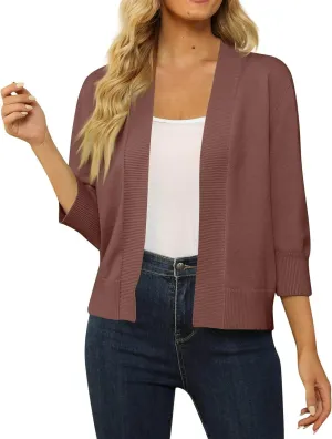 Cardigan Sweaters for Women Lightweight 3/4 Sleeve Cropped Cardigans Elegant Open Front Short Shrugs Fall Outfits