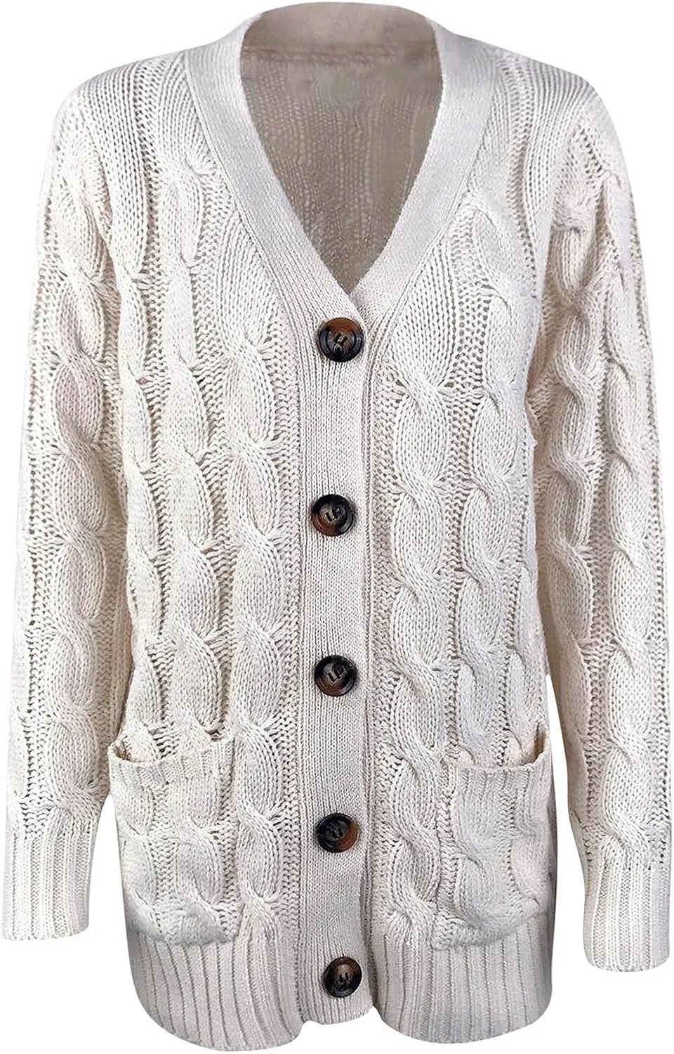 Cardigan Sweaters for Women Open Front Cardigan Sweater Fashion Button Knit Chunky Outwear Plus Size Coats Pocket