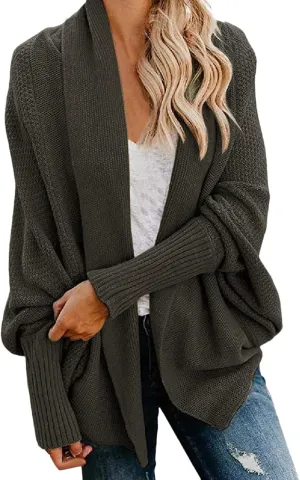 Cardigan Sweaters for Women Oversized Chunky Knit Kimono Slouchy Wrap Batwing Open Front Outwear Coat