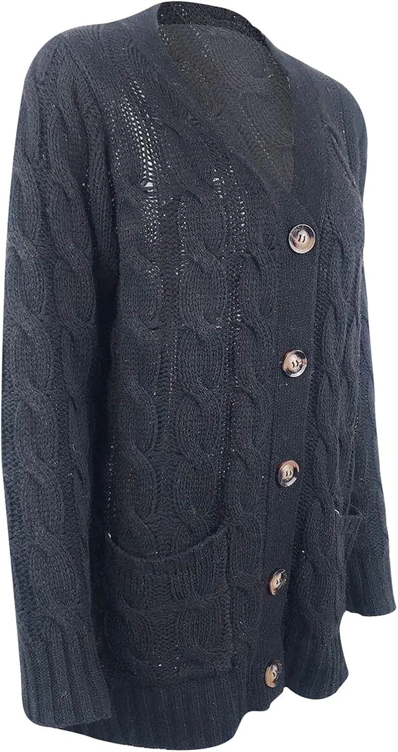 Cardigan Sweaters for Women,Button Down Cable Knit Sweater Open Front Cardigan Sweaters Fall Winter Outfits Outerwear