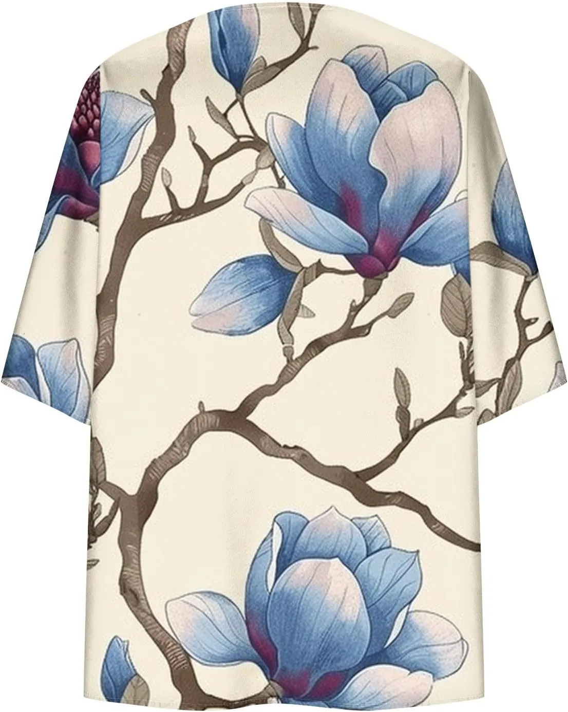 Cardigans for Women Trendy 3/4 Sleeve Open Front Cardigan Floral Printed Boho Kimono Summer Vacation Outfits