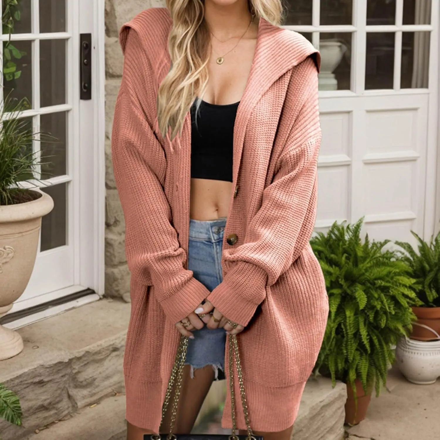 Cardigans for Women Trendy Casual Open Front Sweater Crochet Lapel Callored Soft Knit Long Sleeve Cardigan Coats