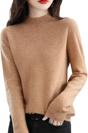 Cashmere Sweaters for Women, 100% Pure Cashmere Long Sleeve Crew Neck Soft Warm Knit Pullover Sweaters