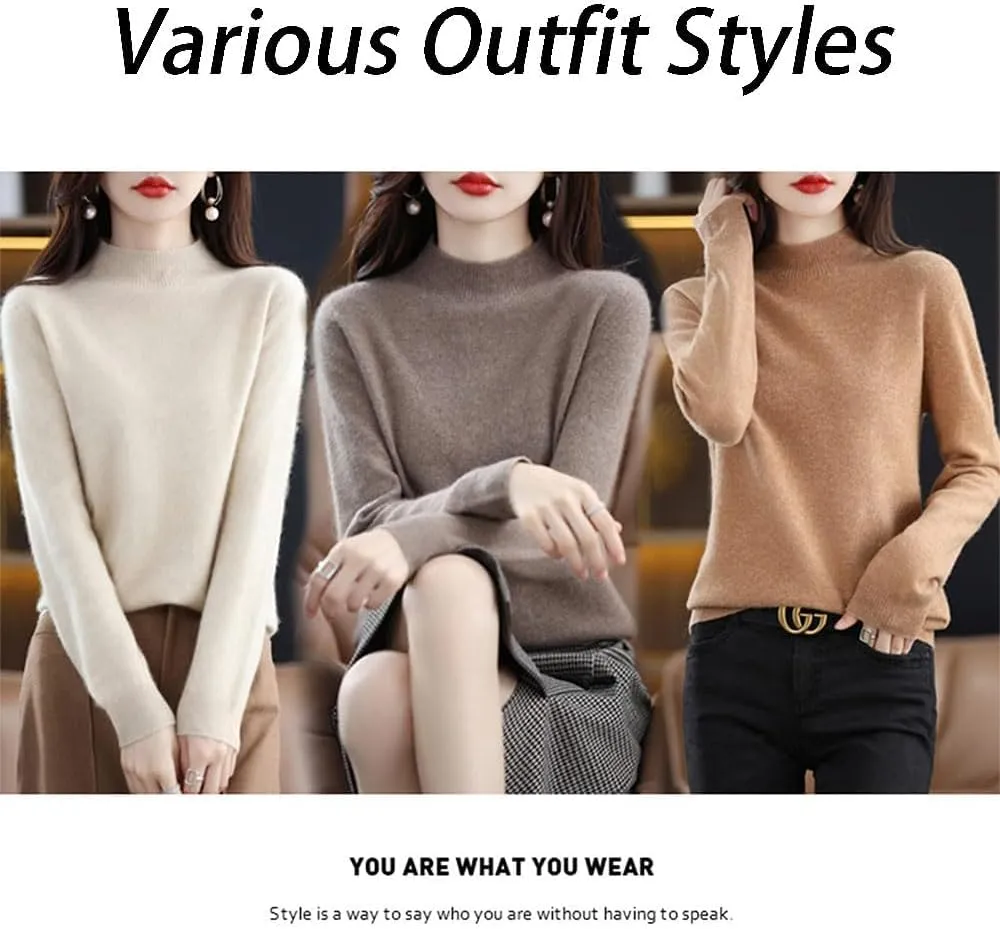 Cashmere Sweaters for Women, 100% Pure Cashmere Long Sleeve Crew Neck Soft Warm Knit Pullover Sweaters