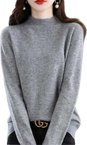 Cashmere Sweaters for Women, 100% Pure Cashmere Long Sleeve Crew Neck Soft Warm Knit Pullover Sweaters