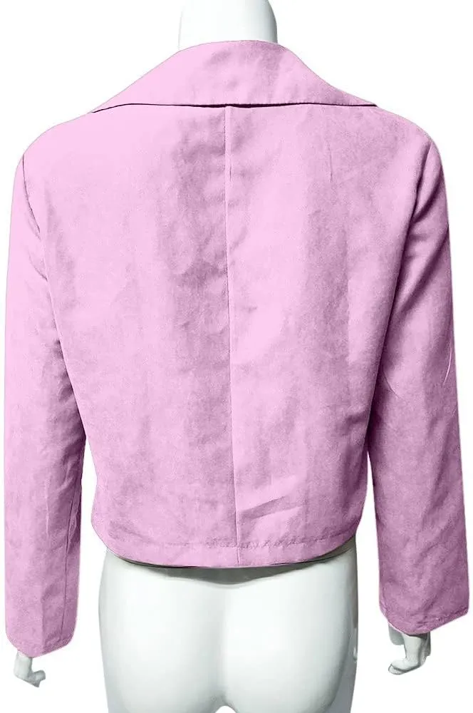 Cdiecer Women's Faux Suede Motocross Jacket Zipped Notch Collar Moto Biker Jacket Lightweight Solid Fitted Slim Coat