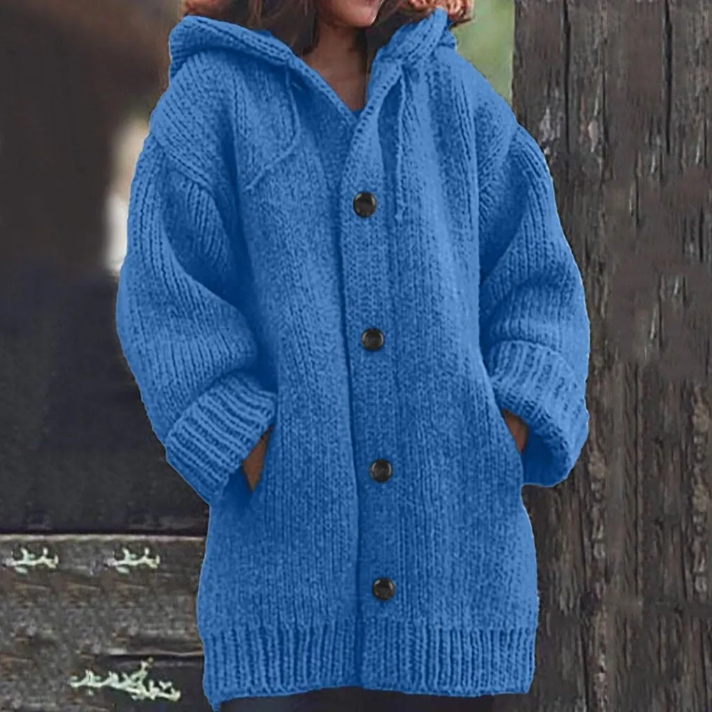 ChicCrate Fall Sweaters for Women Trendy Chunky Knit Open Front Cardigan Button Down Long Sleeve Shirt Loose Plus Size Tops