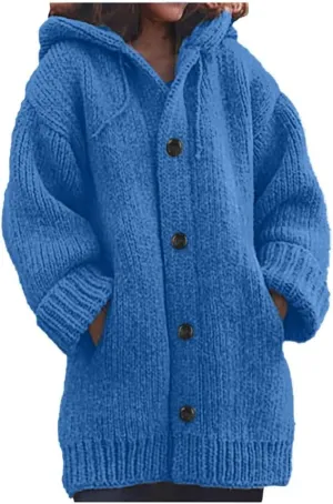 ChicCrate Fall Sweaters for Women Trendy Chunky Knit Open Front Cardigan Button Down Long Sleeve Shirt Loose Plus Size Tops