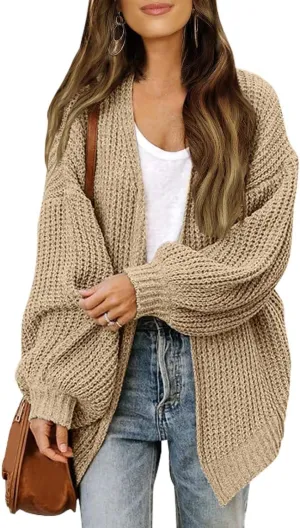 Chunky Cardigan Sweaters for Women Casual Comfy Open Front Long Cardigan Loose Fit Winter Warm Oversized Sweaters