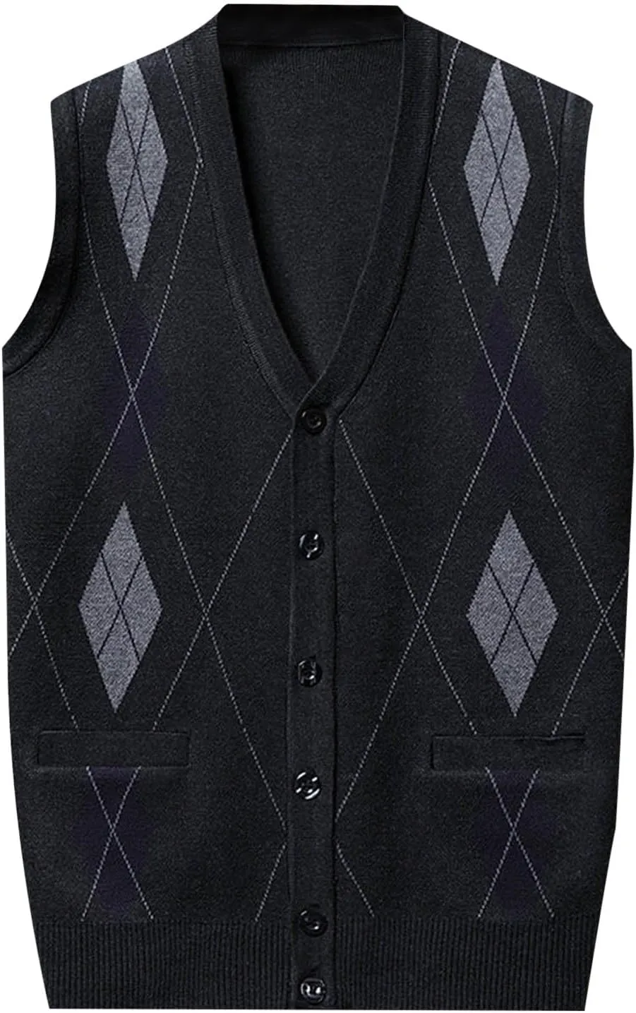 Chunky Knit Sweaters for Men Sleeveless V Neck Knit Jumper Pullover Soft Casual Fall Fashion Pullover Top