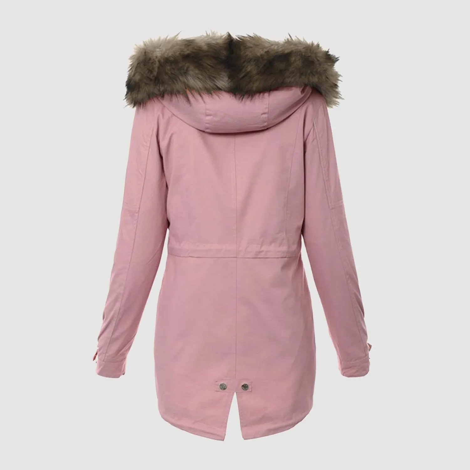 cooki Winter Coats for Women 2023 Trendy Women's Winter Sherpa Lined Faux Fur Hooded Mid Long Safari Parka Coat Puffer Jacket